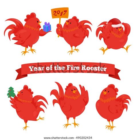 Red Rooster Chicken Vector Icon Set Stock Vector Royalty Free