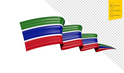 Premium PSD Gambia Flag Waving Ribbon Isolated On White Background 3d