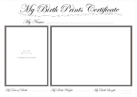 New Baby Birth Prints Certificate Record Babys Footprints Handprints