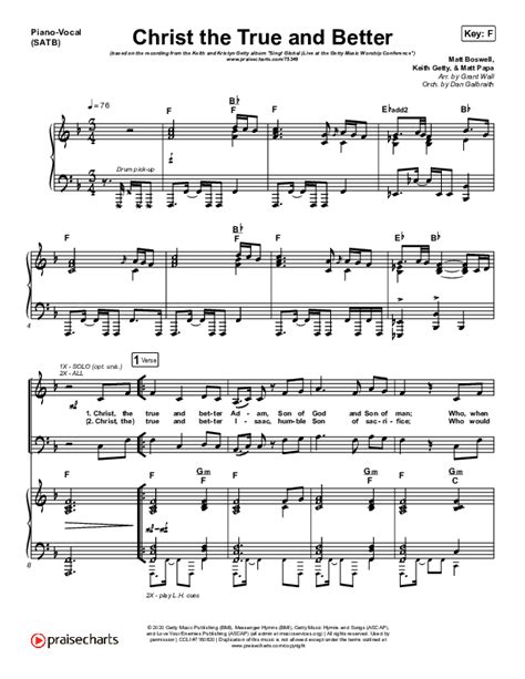 Christ The True And Better Sheet Music PDF Keith Kristyn Getty