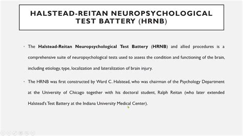 Neuropsychological Assessment Halstead Rietan Battery Youtube