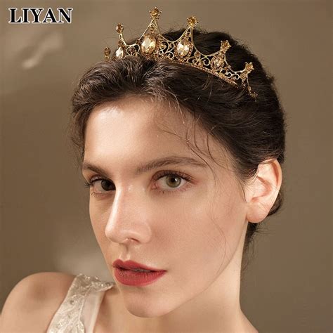 Liyan Vintage Barroco Rainha Coroas Moda Feminina Cristal Baile De