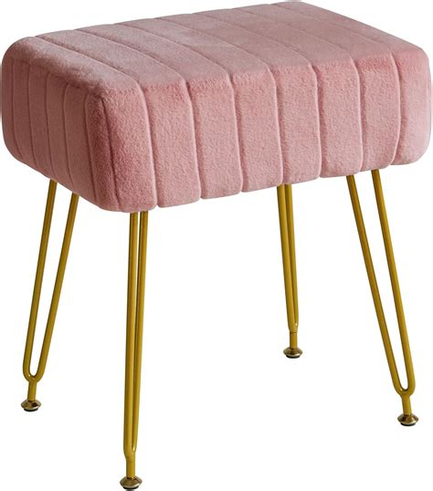 IBUYKE Velvet Rectangular Footrest Stool Ottoman Makeup Vanity Stool