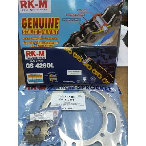 Rantai Rk M Yamaha R15 Mt15 V3 Full Set Rk M Chain Sprocket R15 V3 O Ring Gold Chain { 100