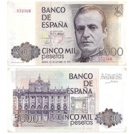 España 1979 5000 Pesetas EBC Sin Serie Manchas Adhesivo