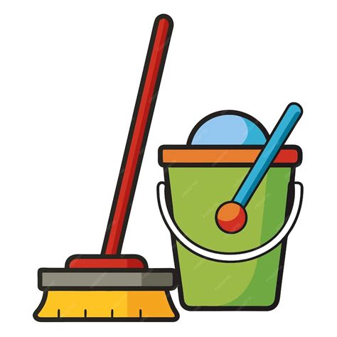 Mop And Bucket Clip Art And Vector Design With A White Background