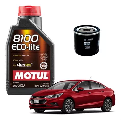 Kit Óleo Motul 0w20 Cruze 1 4 Turbo 2018 2019 2020 2021 2022