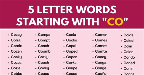 215 Common 5 Letter Words Starting With CO 7ESL