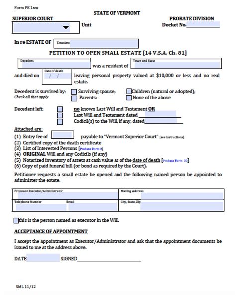 Vermont Affidavit Form