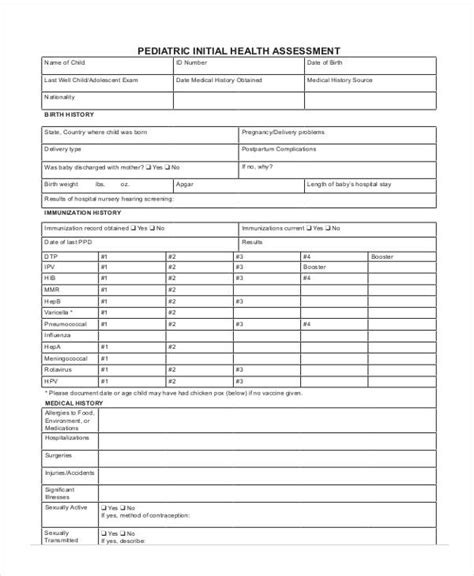 Free 45 Sample Health Assessment Forms In Pdf Ms Word