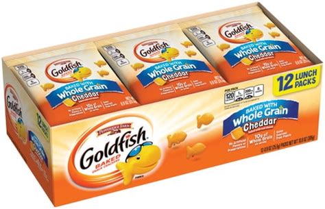 Pepperidge Farm Goldfish Baked with Whole Grain Cheddar Crackers, 10.8 oz. Multi-pack Tray, 12 ...