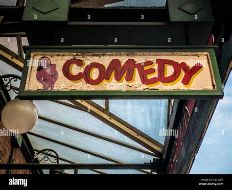 Comedy sign outside theatre Stock Photo - Alamy