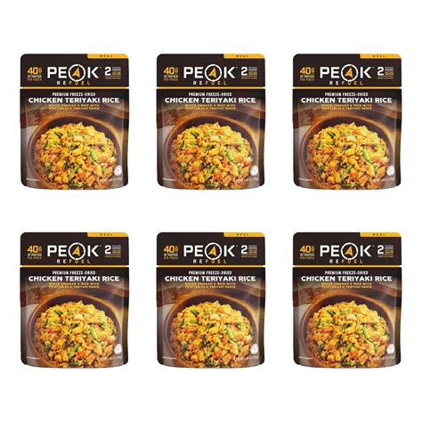 Peak Refuel Chicken Teriyaki Rice 6 Pack Premium Freeze Dried Camping Food