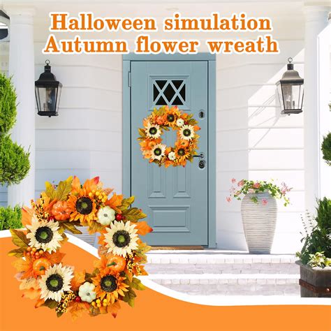 GAFRBALLV Fall Wreaths for Front Door 18 Inch Autumn Wreath with