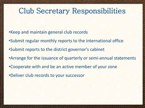 Ppt Club Secretary Training Powerpoint Presentation Free Download