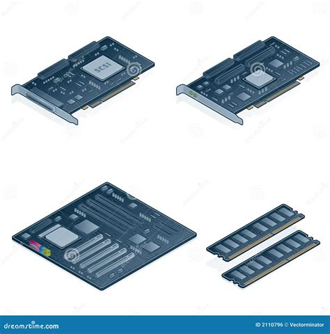 Los Iconos Del Hardware Fijados Diseñe Los Elementos 55n Ilustración