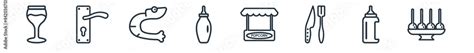 Linear Set Of Food Outline Icons Line Vector Icons Such As Stemware