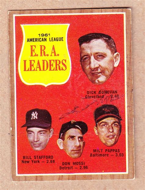 Don Mossi Dec Signed Topps A L Era Leader Card Smudged Detroit