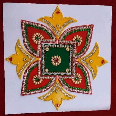 Multicolor 12 Inch Acrylic Rangoli Sticker With Work Packaging Type