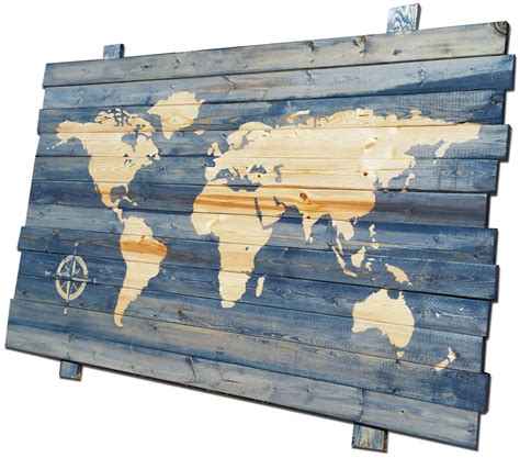 Rustic World Map on Wood Rustic Wall Art for Living Room Push - Etsy