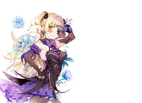 Blonde Hair Eyepatch Fischl Genshin Impact Flowers Genshin Impact Green Eyes Kinoko Hime Long