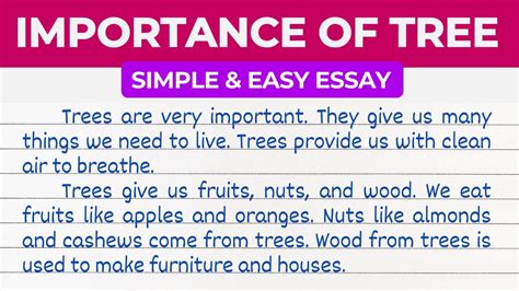 Importance Of Tree English Essay Simple English Essay On Importance