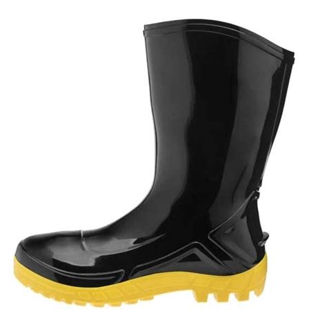 Bota Pvc Preta Solado Amarelo Cano M Dio Vulcaflex Ca