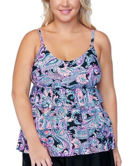 Island Escape Plus Size Tiered Tankini Created For Macys Macys Plus Size Swimsuits Plus