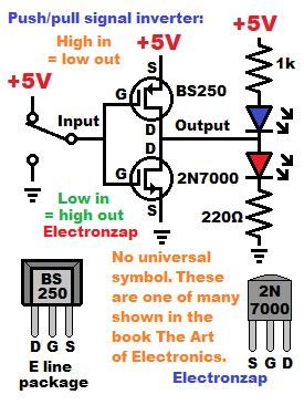 MOSFET Push Pull Signal Inverter Using N And P Channel Enhancement Mode