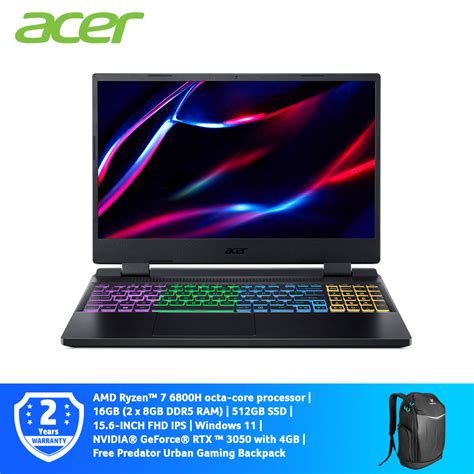 Acer Nitro 5 An515 46 R12w Gaming Laptop Nhqh2sm001 Amd Ryzen7 6800h 16gb Ram 512b Ssd Nvidia