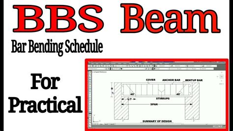 BBS Bar Bending Schedule Beam Reinforcement Details YouTube