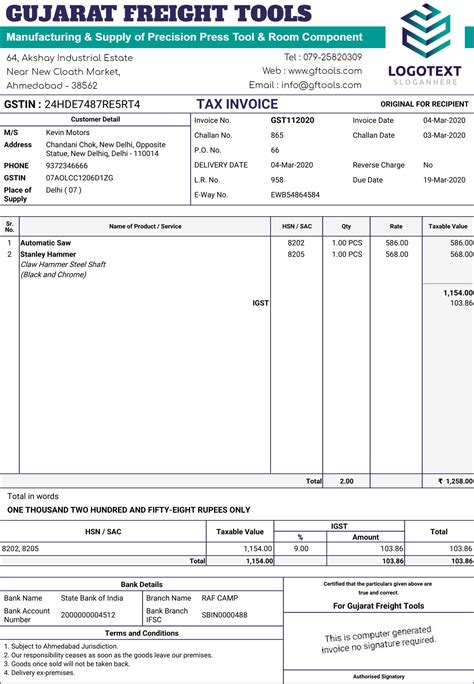 Gst Tax Invoice Ruling Gst Invoice Format In Excel Word Pdf India