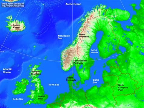 North Europe Physical Map - A Learning Family