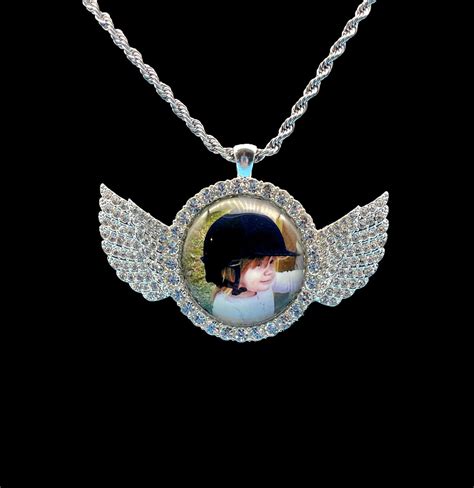 Angel Wing Photo Necklace Wing Rhinestone Photo Necklace Photo