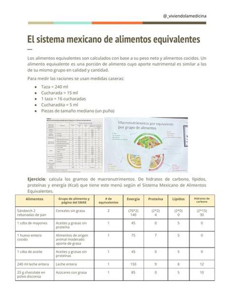 El Sistema Mexicano De Alimentos Equivalentes Viviendo La Medicina