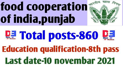 Food Cooperation Of India Punjab Watchman Posts Total Posts