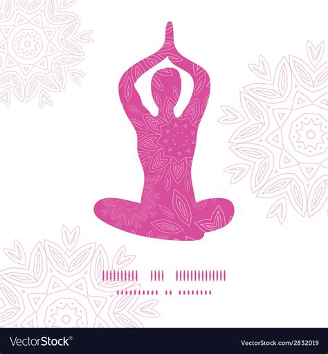 Woman In Lotus Yoga Pose Silhouette Pink Flowers Vector Image