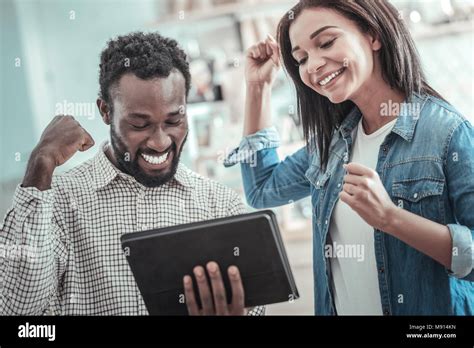 Happy delighted people expressing their emotions Stock Photo - Alamy