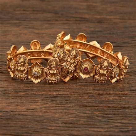 Buy Antique Temple Bangles With Matte Gold Plating Kanhai Jewels