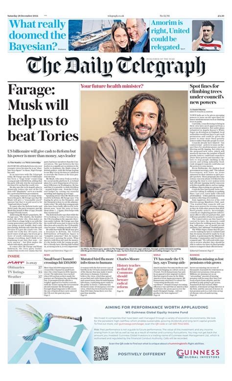 Daily Telegraph Front Page Th Of December Tomorrow S Papers Today