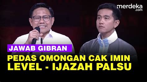 Cak Imin Pedas Jawab Gibran Kita Level Sd Smp Atau Jangan Jangan