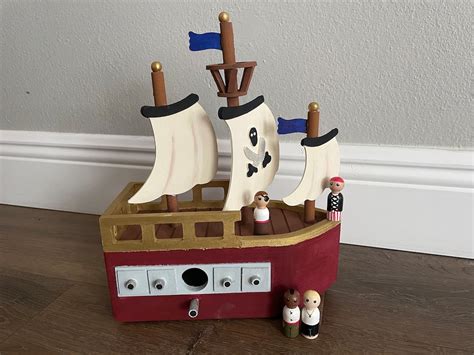 Pirate Ship & Figures Play-set, Hand-painted One of a Kind Toy or ...