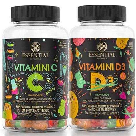 Kit Imunidade Infantil Vitamina C D Gomas Essential