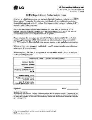 Fillable Online Huntsville Gsfs Report Screen Authorization Form Fax