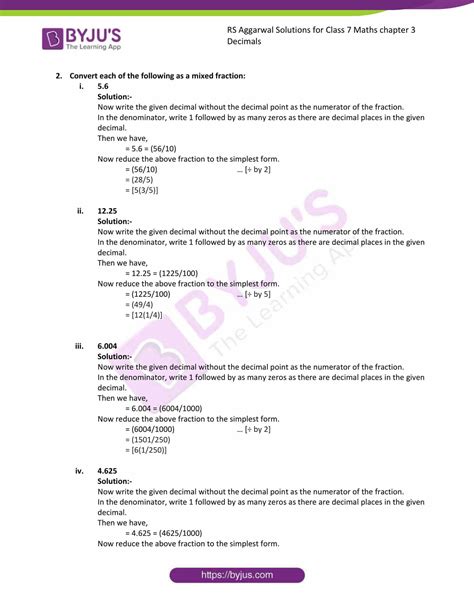 Rs Aggarwal Solutions For Class Maths Exercise A Chapter Decimals