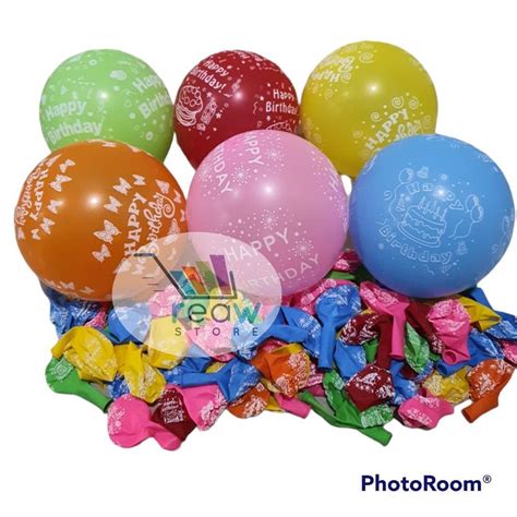 Jual Balon Latex Motif Tulisan Happy Birthday Mix Warna Shopee Indonesia