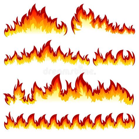 Llamas De Fuego Iconos Vectoriales En Estilo De Caricatura Sobre Un