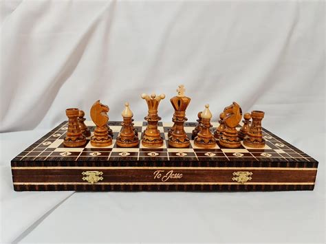 Personalized Wooden Chess Set, Carved by Hand, 3 Sizes - Etsy