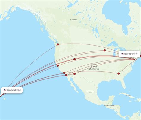 All Flight Routes From Honolulu To New York Hnl To Jfk Flight Routes