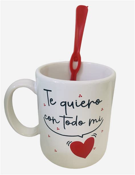 Taza recta diseño TE QUIERO CON TODO MI CUCHARA Tienda de Tazas